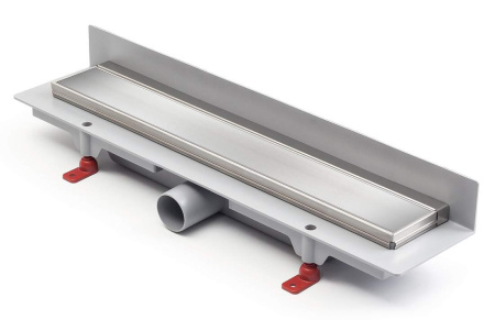 Водоотводящий желоб MCH CH 450 KN2 Klasik/Floor 450 мм, глянцевый хром, пристенный, с рамкой из нержавеющей стали, для монтажа к стенке с боковым сливом D 40 под плитку