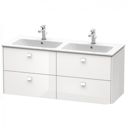 Тумба под раковину Duravit Brioso, 129х47,9x55,3 см, подвесная, 4 выдвижных ящика, ДСП, цвет: белый глянец, шкафчик навесной, механизм доводчика, прямоугольная, правая/левая, в ванную комнату