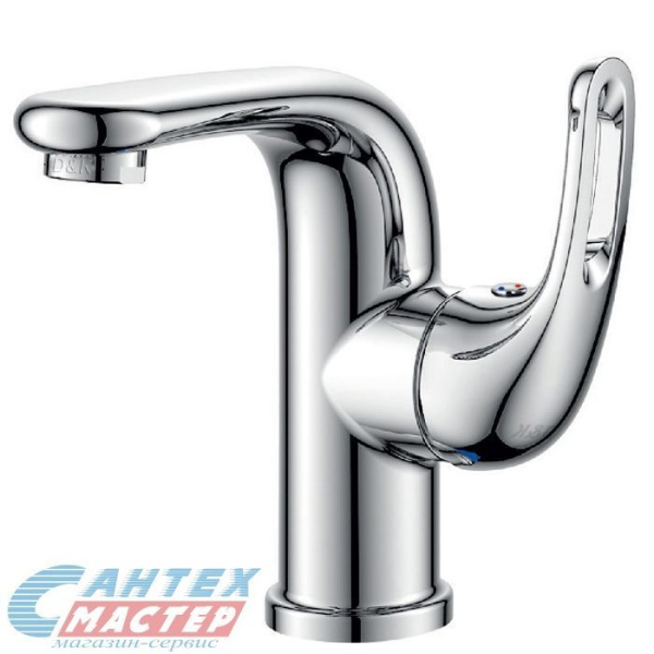 Смеситель для раковины D&K Eucharius Rhein однорычажный, излив короткий, длина 106 мм, керамический, латунь, цвет хром, без донного клапана