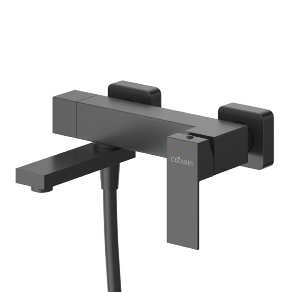 Смеситель для ванны/душа Cezares Slider настенный, однорычажный, поворотный излив, длина 155 мм, керамический, нержавеющая сталь, цвет черный матовый