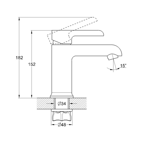 Смеситель для раковины G-lauf однорычажный, излив короткий, длина 117 мм, керамический, латунь, цвет хром/черный, без донного клапана ZOK1-A036YB