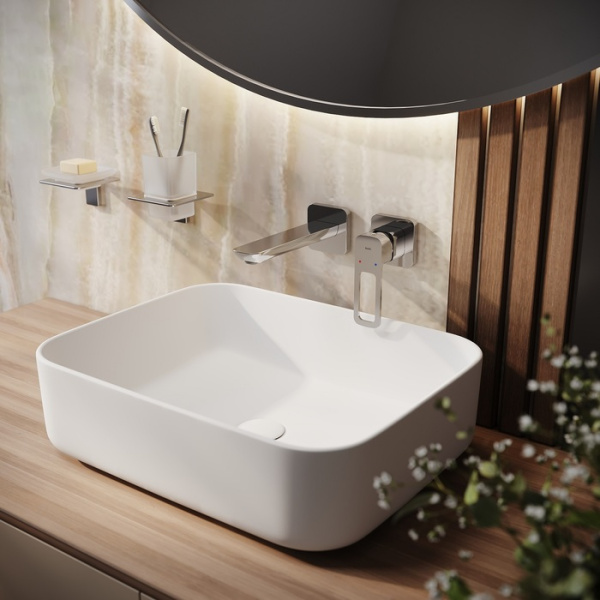 Смеситель для раковины/умывальника IDDIS Slide, настенный, однорычажный, неповоротный, керамический картридж, длина излива 204 мм, латунь, цвет хром