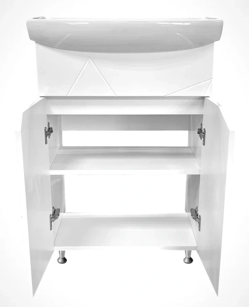 Тумба с раковиной GRADEONIKA Орион 55, 48,8х30,1х69,5 см, напольная, 2 распашные дверцы с фрезеровкой, МДФ/ЛДСП, механизм доводчика, прямоугольная, цвет белый, прямоугольная 52032