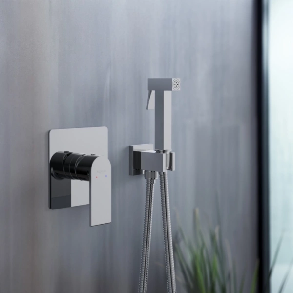 Смеситель с гигиеническим душем Aquatek Лира встраиваемый, однорычажный, керамический, без излива, с гибким шлангом/лейкой, латунь, цвет хром