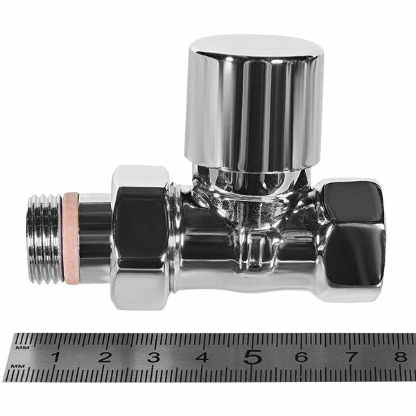 Клапан регулирующий Stout Design 1/2" (вентиль) запорно-балансировочный, цвет хром, прямой, ручной, регулируемый, с полусгоном, сгоном, американкой, для радиатора отопления