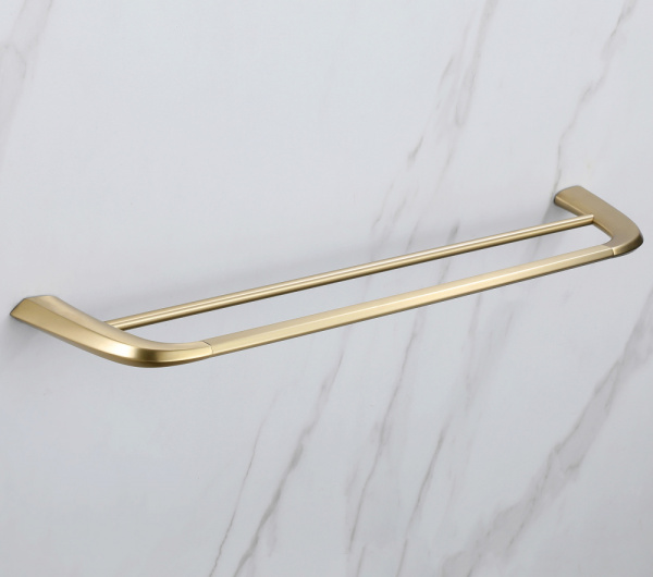 Полотенцедержатель ABBER Nord двойной, настенный, неповоротный, 600 мм нержавеющая сталь, для полотенец, в ванную/туалет/душевую кабину, цвет золото матовое AA1553G