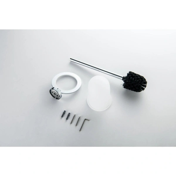 Ершик для унитаза Aquatek Оберон настенный, материал латунь/стекло/пластик, для туалета/унитаза, ванную комнату/туалет, цвет хром