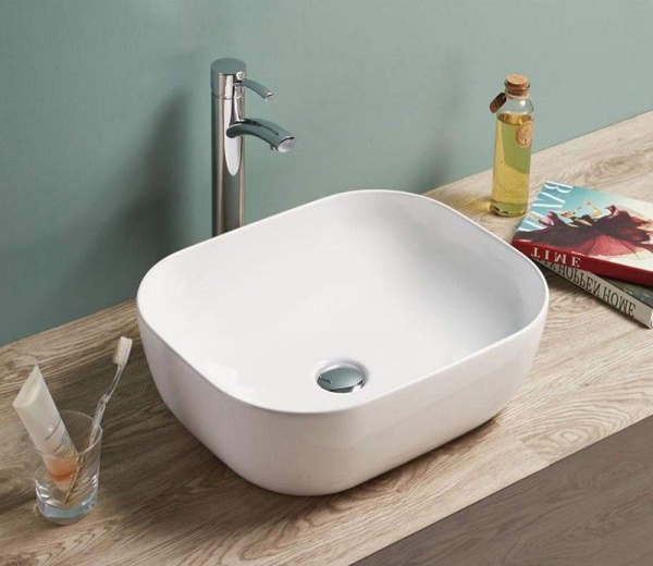 Раковина для ванной CeramaLux 78105 45,5х15,5х32,5 накладная, прямоугольная, керамическая/фарфоровая, цвет белый, без отверстия под смеситель, без слива-перелива