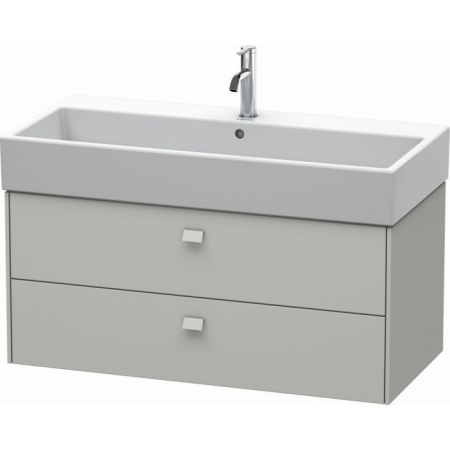 Тумба под раковину Duravit Brioso, 122х46,9х56,3 см, подвесная, 2 выдвижных ящика, ДСП, цвет: бетонно-серый, шкафчик навесной, механизм доводчика, прямоугольная, правая/левая, в ванную комнату