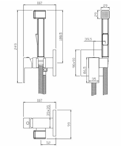 Смеситель Olives Granada встраиваемый с гигиенической лейкой 05131GN Смеситель Olives Granada встраиваемый с гигиенической лейкой 05131GN