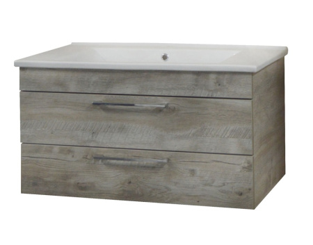 Тумба под раковину Azario MILANA 85, 85х45,5х47 см, цвет- светлое дерево, подвесная, 2 выдвижных ящика, ЛДСП, шкафчик подвесной, система плавного закрывания, прямоугольная