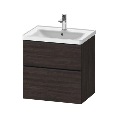 Тумба под раковину Duravit D-Neo, 61х46,2х62,5 см, подвесная, 2 выдвижных ящика, ДСП, цвет: каштан темный, шкафчик навесной, прямоугольная, правая/левая, в ванную комнату