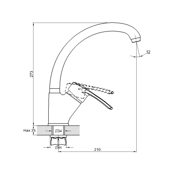 Смеситель для кухни G-lauf с высоким поворотным изливом хром 9G4-A279