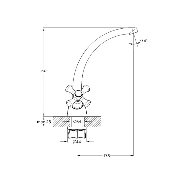 Смеситель для кухни G-lauf двухвентильный с поворотным изливом хром QSL4-B827