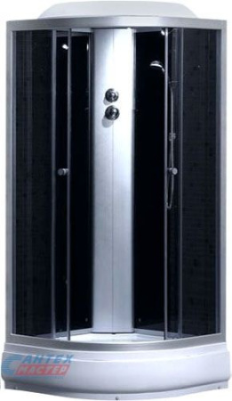 Душевая кабина 90х90х220 см Niagara Classic поддон низкий, полукруглая, угловая, стекло заднее черное, двери тонированные, с верхним душем, без гидромассажа, смеситель, профиль хром матовый, прозрачное стекло, белая, закрытая