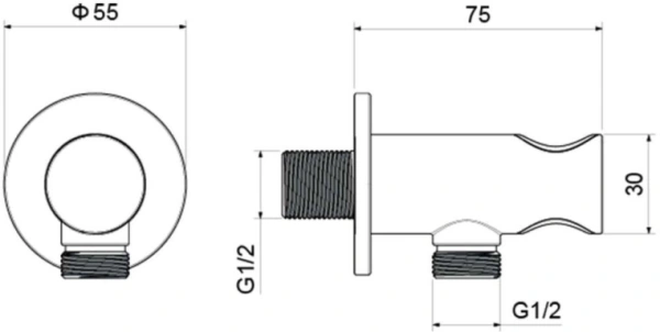 Шланговое подключение Aquatek AQ2464CR цвет хром, с держателем душевой лейки, резьбовое соединение, настенное, для душа/ванной, латунь