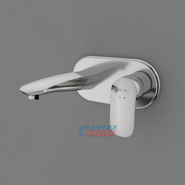 Смеситель для раковины Am.Pm Like встраиваемый, однорычажный, излив средний, длина 165 мм, керамический, латунь, цвет хром, хромированный, вертикальный, однозахватный