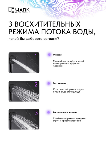 Смеситель для ванны/душа Lemark Valday, термостатический, неповоротный, длина излива 155 мм, латунь, цвет черный матовый, стойка душевая 708 мм, с аксессуарами LMF-8142B-BL
