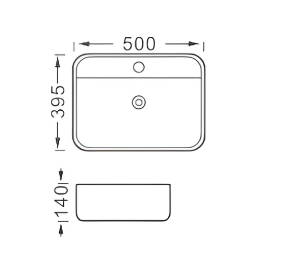 Раковина/умывальник Aquatek Вега, 50х39,5 см, накладная, прямоугольная, санфарфор, цвет серый матовый, с отверстием под смеситель, без слив-перелива, умывальник