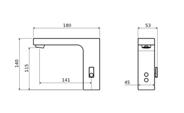 Смеситель для раковины/умывальника Aquatek Либра сенсорный, неповоротный, длина излива 141 мм, латунь, цвет хром, от сети 220В или батарей 4×1. 5V AA