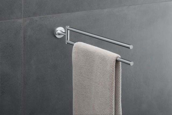 Полотенцедержатель Duravit Starck T, двойной, настенный, поворотный, 46,5 см, металлический, форма округлая, для полотенец, в ванную/туалет/душевую кабину, цвет хром, к стене