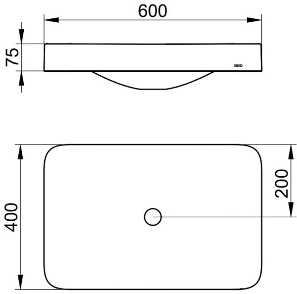 Раковина Keuco Edition 400 накладная 600х400х75 мм прямоугольная, цвет белый, санфарфор, без отверстия под смеситель, без перелива с поверхностной обработкой Clean Plus