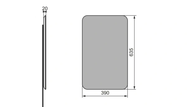 Зеркало Velvex Bio 40, 390х20х635 мм округлое, для ванны, навесное/подвесное/настенное