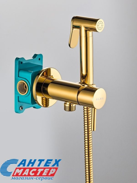 Гигиенический душ ALMAes Benito со смесителем, золото AL-859-08