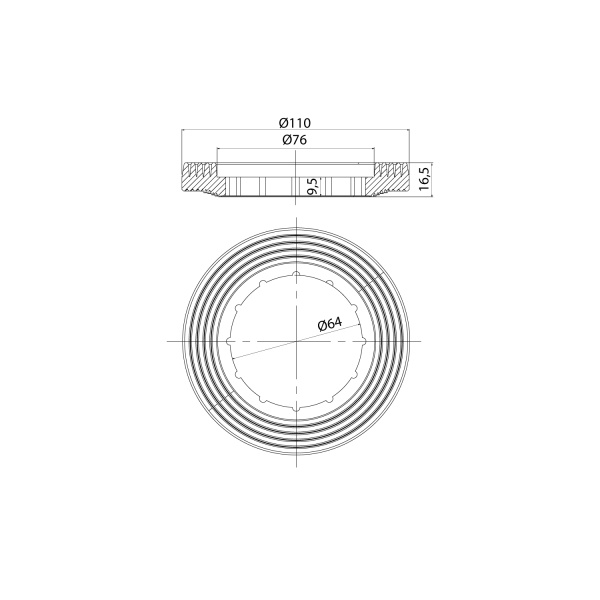 Прокладка (мембрана) IDDIS Optima Home между бачком и чашей унитаза, Ø110/Ø64/16,5 резина, цвет черный 905RN640SK