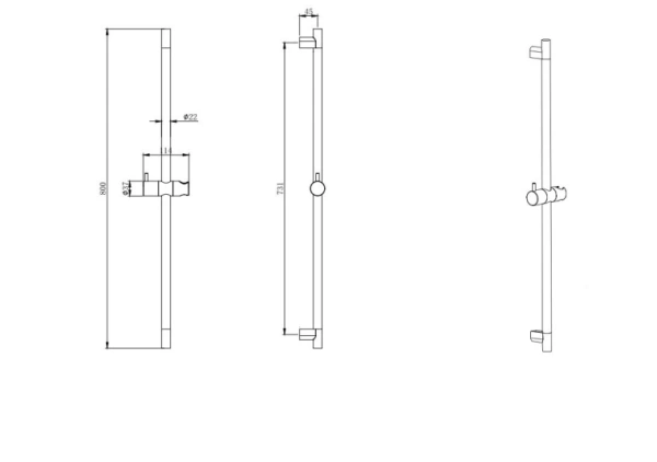 Душевая стойка Aquatek Вега высота 800 мм матовый черный, настенная, нержавеющая сталь, для душа/ванной