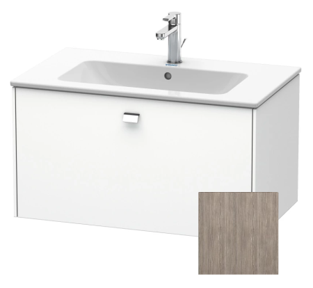 Тумба под раковину Duravit Brioso, 82х47,9х45 см, подвесная, 1 выдвижной ящик, ДСП, цвет: сосна серебристая/хром, шкафчик навесной, механизм доводчика, прямоугольная, правая/левая, в ванную комнату