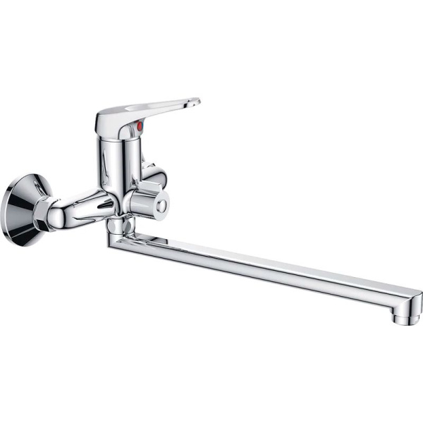 Смеситель для ванны/душа HAIBA CRON однозахватный, хромированный, настенный, излив длинный 320 мм, поворотный, силумин, цвет хром