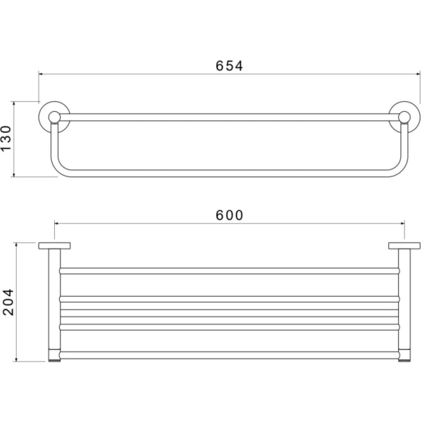 Полка Aquatek Европа с полотенцедержателем, 600х204 мм настенная, цвет оружейная сталь, нержавеющая сталь/латунь, прямоугольная, подвесная, для душа/ванной