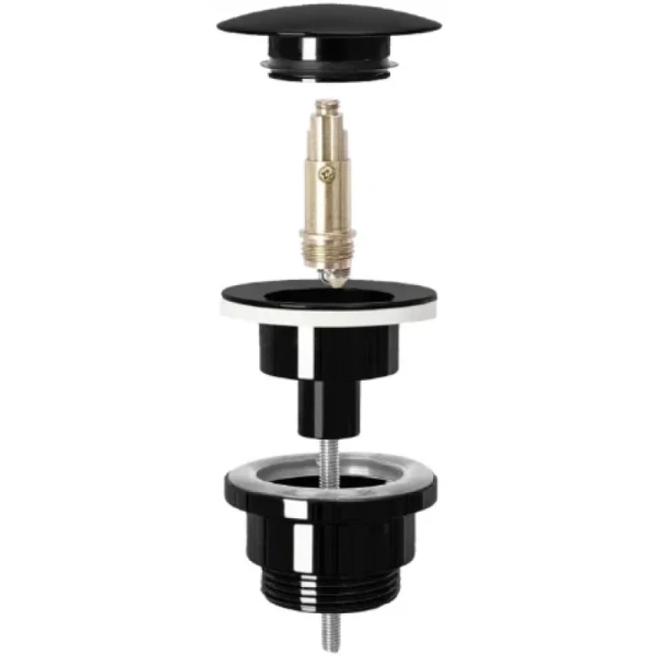 Донный клапан Rea для раковины, универсальный, клик-клак/click-clack, цвет: черный металлик, латунный, круглый, для раковины/умывальника