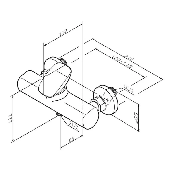 Смеситель для душа Am.Pm Spirit V2.0 однорычажный, керамический, настенный, без излива/шланга/лейки, латунь хром