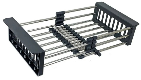 Мойка кухонная Siriusline, 50х50 см, врезная, нержавеющая сталь, квадратная, цвет: графит, с отверстием под смеситель, слив-перелив, без крыла в комплекте: мойка, коландер, дозатор, сифо