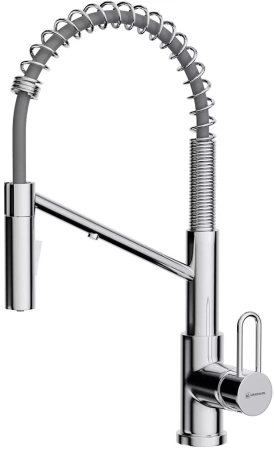 Смеситель для кухни/мойки Omoikiri Mikawa 2 Plus-SB-C, с подключением фильтра для очистки воды, однорычажный, гибкий шланг, керамический картридж, высокий, длина излива 220 мм, латунь, цвет хром