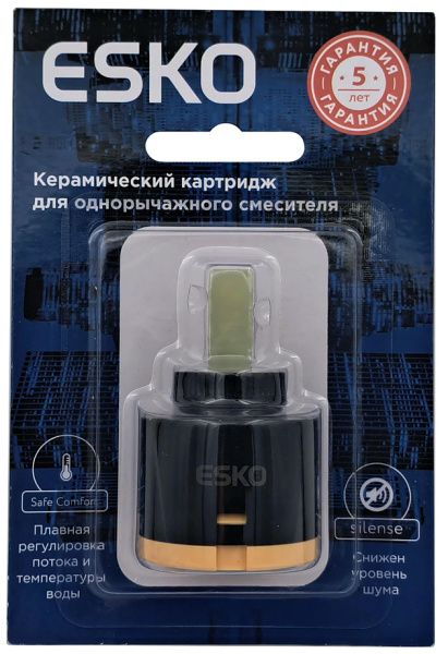 Картридж Esko CRT 40 LOW 40 мм керамический, стандарт, для смесителя, низкий, черный