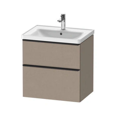 Тумба под раковину Duravit D-Neo, 63,4х45,2х62,5 см, подвесная, 2 выдвижных ящика, ДСП, цвет: лен, шкафчик навесной, прямоугольная, правая/левая, в ванную комнату