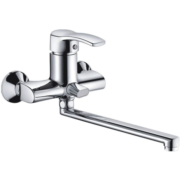 Смеситель для ванны/душа HAIBA однозахватный, хромированный, настенный, излив длинный 360 мм, поворотный, латунь, цвет хром