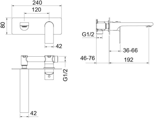 Смеситель для раковины/умывальника Aquatek Лира встраиваемый, однорычажный, неповоротный, латунь, длина излива 192 мм, керамический, цвет хром