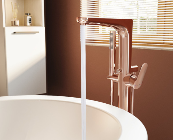 Смеситель для ванны/душа Vitra Root Round, однорычажный, напольный, неповоротный, керамический, длина излива 225 мм, латунь, цвет медь