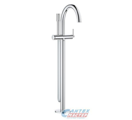 Смеситель для ванны/душа Grohe Lineare New рычажный, латунный, напольный, излив традиционный 301 мм, с гибким шлангом, душем/лейкой, латунь хром, длинный, универсальный, вертикальный, кран, комплект, сантехника, размер, характеристики, высота