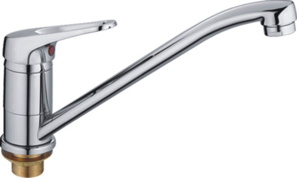 Смеситель для кухни/мойки HAIBA однозахватный, поворотный, латунный, с длинным изливом, длина 234 мм, латунь, цвет хром