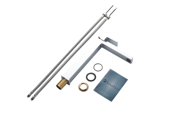 Смеситель для раковины/умывальника Knotlor Stable, высокий, однорычажный, неповоротный, керамический, длина излива 175 мм, латунь, цвет хром