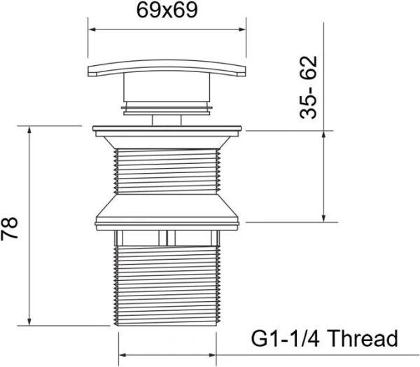 Донный клапан Aquatek AQ6004CR с переливом, цвет хром, click/clack, 69х69х78 мм квадратный, латунь, для раковины/умывальника