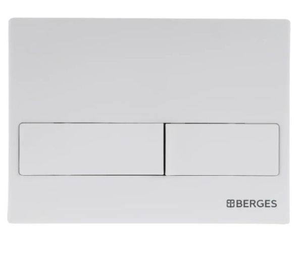 Кнопка смыва BERGES NOVUM L4 Soft Touch двойной смыв, белая, клавиша управления для сливного бачка, инсталляции унитаза, двойная, механическая, панель, универсальная, размер 226х165х11 мм, слива, смыва (Бергес)