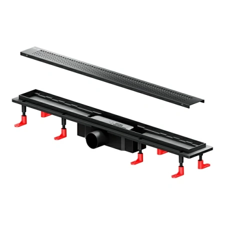 Душевой трап (лоток) AM.PM PrimeFlow 700 мм комбинированный затвор, с черной матовой решеткой, перфорированная, выходная труба 50 мм, линейный