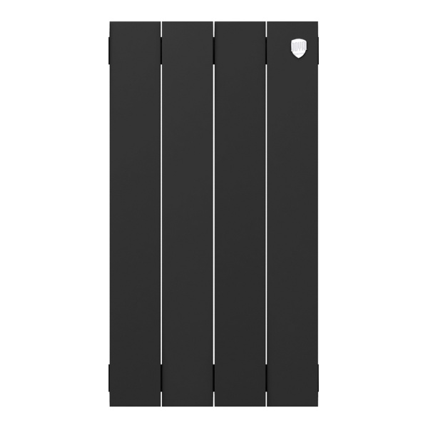 Радиатор отопления Royal Thermo PianoForte Noir Sable 500 (4 секций) биметаллический, боковое подключение, для квартиры, дома, водяные, мощность 756 Вт, настенный, батарея, черный (Роял Термо)