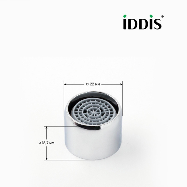 Аэратор IDDIS Optima Home с гайкой, силикон/нержавеющая сталь, M22, внутренняя резьба, хром глянцевый 996S22S2SM